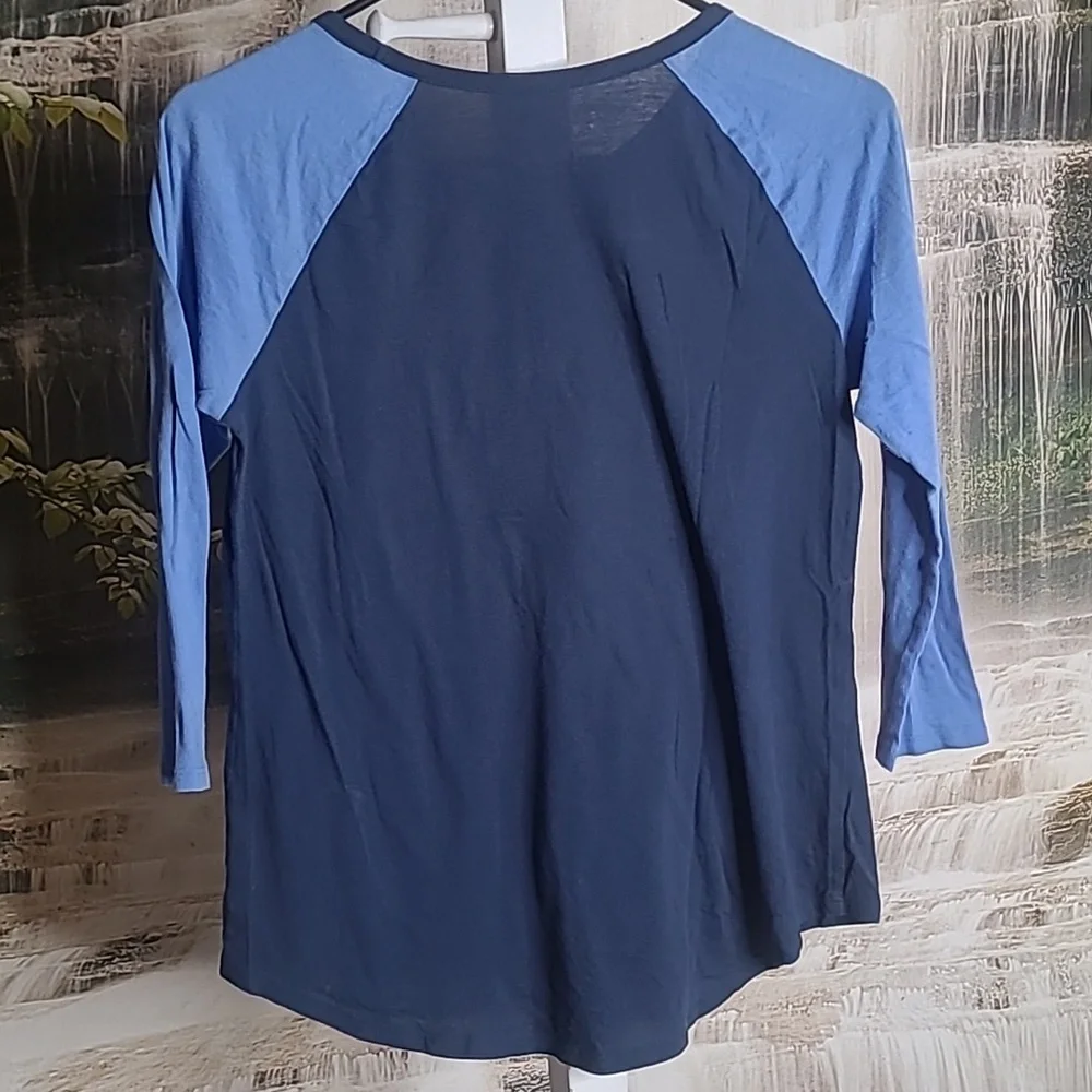 Justice Girls 16 Navy and Light Blue Sparkly Sequin NYC Long Sleeve Tee